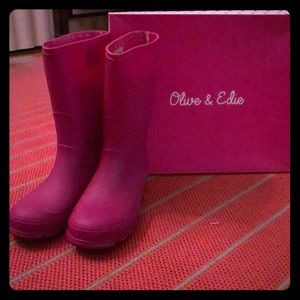 Pink rain boots - girls size 3